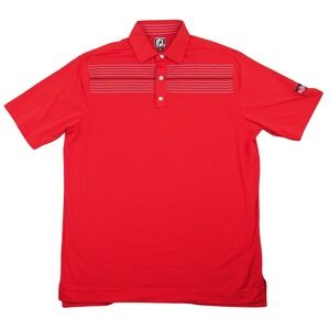 Foot Joy Polo Shirt Golf Shirt Men's Sz XL - Red, Embroidery, Striped EUC Nice!